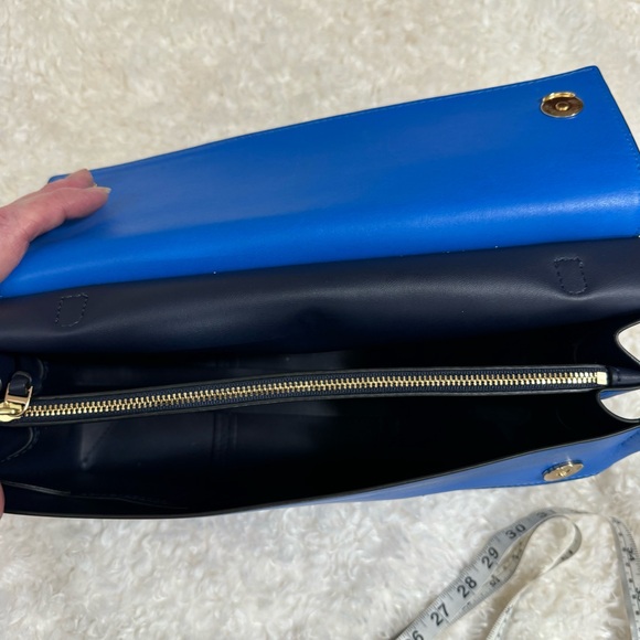 Tory Burch Blue Leather Satchel Purse Handbag & zip around wristlet READ DESCPT - Picture 12 of 16